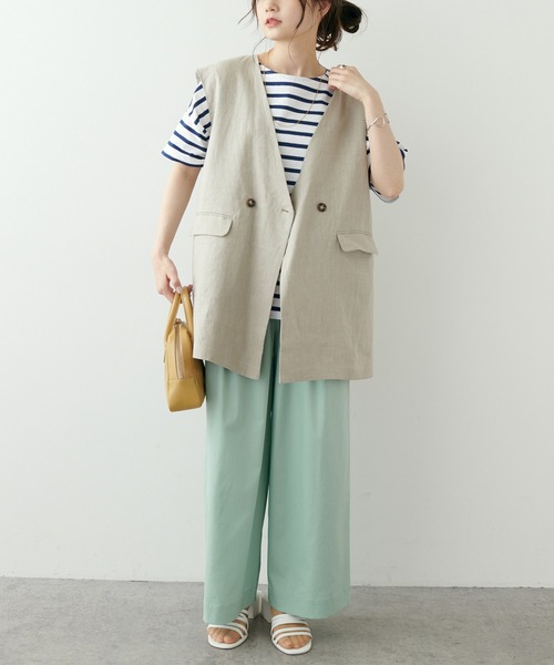 PUAL CE CIN（ピュアルセシン）の「JAPAN MADE麻混リラックスパンツ（その他パンツ・レディース・ベージュ/ネイビー/イエロー/グリーン・FREE）」の19枚目の写真