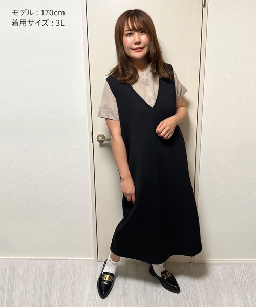 Honeys（ハニーズ）の「Ｖネックジャンスカ（ジャンパースカート・レディース・ブラック/ブラウン/ネイビー・LL/S/M/L）」の7枚目の写真