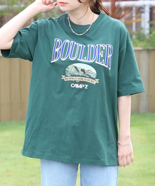 CAMP7(キャンプセブン)の「【CAMP7】BOULDERTシャツ(Tシャツ/カットソー・レディース・グリーン/ホワイト/ブラック・M/L)」の1枚目の写真