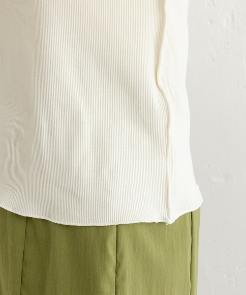 Kastane(カスタネ)の「テレコ無地5分袖Tee(Tシャツ/カットソー・レディース・ピンク/グリーン/アイボリー/イエロー・FREE)」の14枚目の写真