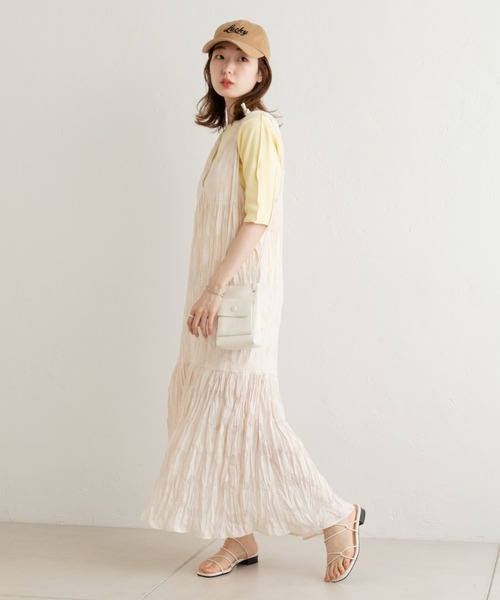 Kastane(カスタネ)の「テレコ無地5分袖Tee(Tシャツ/カットソー・レディース・ピンク/グリーン/アイボリー/イエロー・FREE)」の20枚目の写真