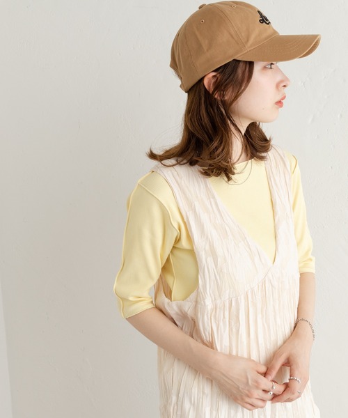 Kastane(カスタネ)の「テレコ無地5分袖Tee(Tシャツ/カットソー・レディース・ピンク/グリーン/アイボリー/イエロー・FREE)」の18枚目の写真