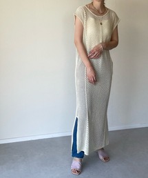 y/m by misato | バックリボンメッシュロングトップス(ワンピース)
