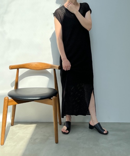 y/m by misato（イムバイミサト）の「バックリボンメッシュロングトップス（ワンピース・レディース・ブラック/アイボリー・FREE）」の18枚目の写真