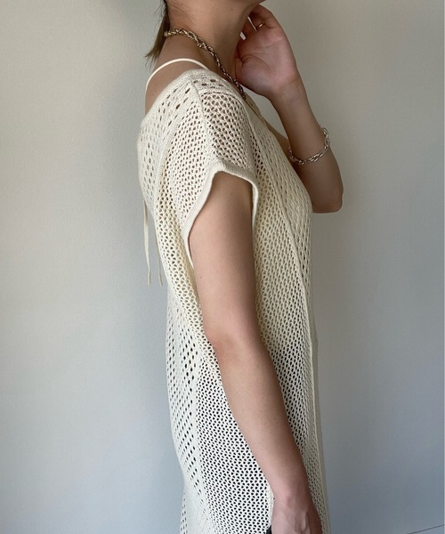 y/m by misato（イムバイミサト）の「バックリボンメッシュロングトップス（ワンピース・レディース・ブラック/アイボリー・FREE）」の22枚目の写真