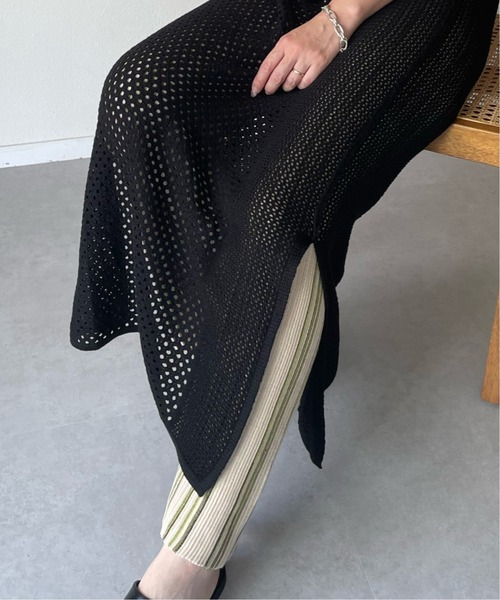 y/m by misato（イムバイミサト）の「バックリボンメッシュロングトップス（ワンピース・レディース・ブラック/アイボリー・FREE）」の9枚目の写真