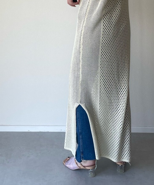 y/m by misato（イムバイミサト）の「バックリボンメッシュロングトップス（ワンピース・レディース・ブラック/アイボリー・FREE）」の5枚目の写真