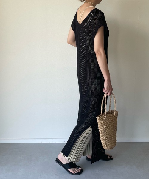 y/m by misato（イムバイミサト）の「バックリボンメッシュロングトップス（ワンピース・レディース・ブラック/アイボリー・FREE）」の11枚目の写真