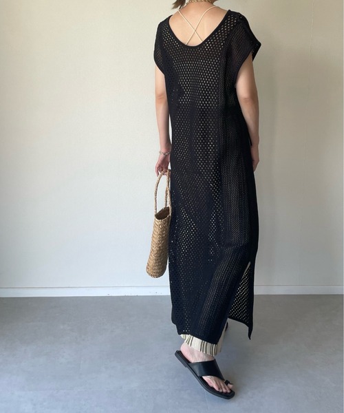 y/m by misato（イムバイミサト）の「バックリボンメッシュロングトップス（ワンピース・レディース・ブラック/アイボリー・FREE）」の13枚目の写真