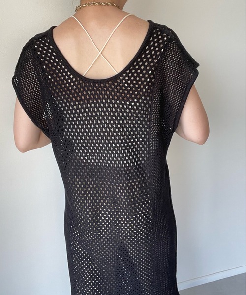 y/m by misato（イムバイミサト）の「バックリボンメッシュロングトップス（ワンピース・レディース・ブラック/アイボリー・FREE）」の14枚目の写真