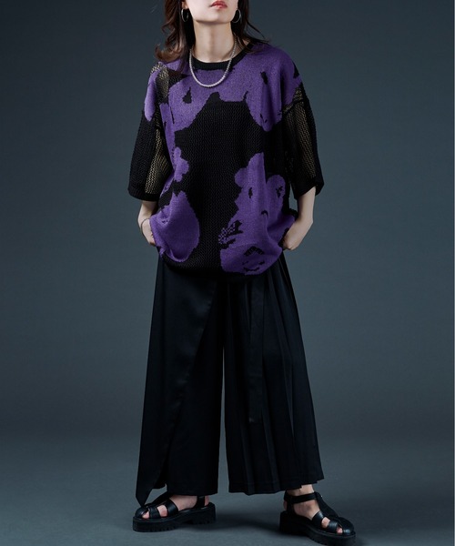 Ellno Loset（エルノロゼット）の「ニュアンスメッシュプルオーバー（ニット/セーター・メンズ・ブラック/オフホワイト・MEDIUM/LARGE）」の16枚目の写真