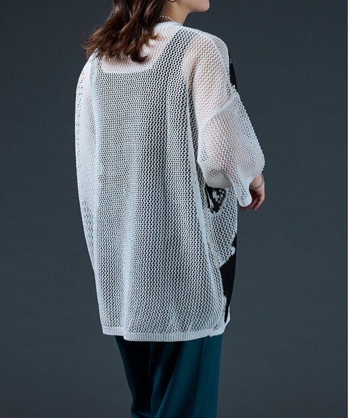 Ellno Loset（エルノロゼット）の「ニュアンスメッシュプルオーバー（ニット/セーター・メンズ・ブラック/オフホワイト・MEDIUM/LARGE）」の8枚目の写真