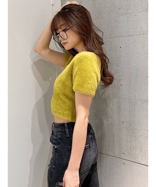 GYDA（ジェイダ）の「ハーフスリーブ シャギーニットトップス（ニット/セーター・レディース・ベージュ/オフホワイト/マスタード・FREE）」の12枚目の写真