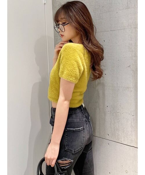 GYDA（ジェイダ）の「ハーフスリーブ シャギーニットトップス（ニット/セーター・レディース・ベージュ/オフホワイト/マスタード・FREE）」の13枚目の写真