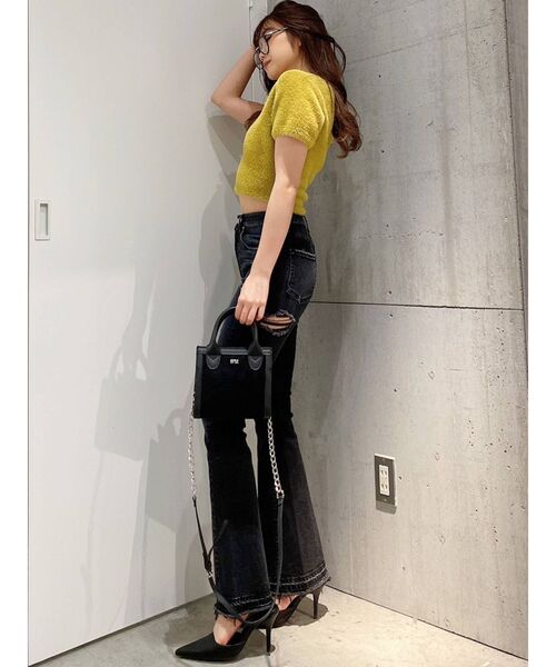 GYDA（ジェイダ）の「ハーフスリーブ シャギーニットトップス（ニット/セーター・レディース・ベージュ/オフホワイト/マスタード・FREE）」の15枚目の写真