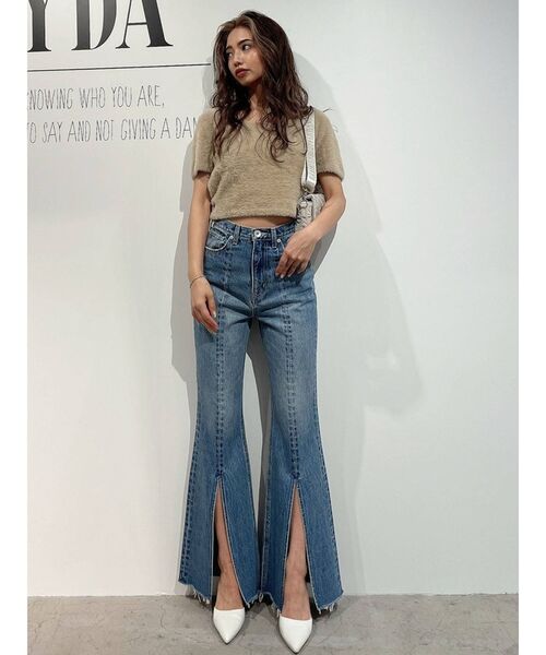 GYDA（ジェイダ）の「ハーフスリーブ シャギーニットトップス（ニット/セーター・レディース・ベージュ/オフホワイト/マスタード・FREE）」の22枚目の写真