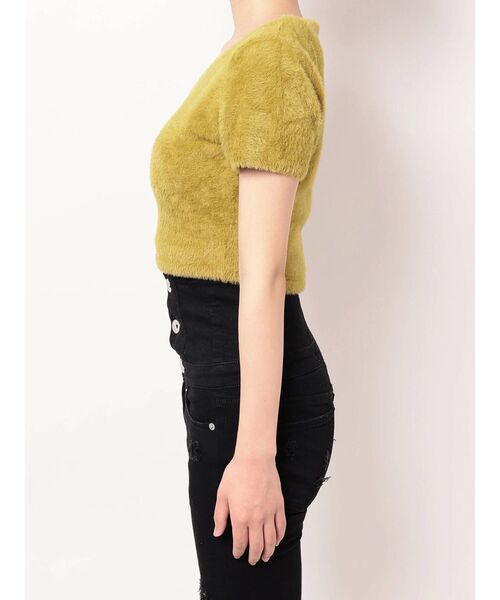 GYDA（ジェイダ）の「ハーフスリーブ シャギーニットトップス（ニット/セーター・レディース・ベージュ/オフホワイト/マスタード・FREE）」の5枚目の写真