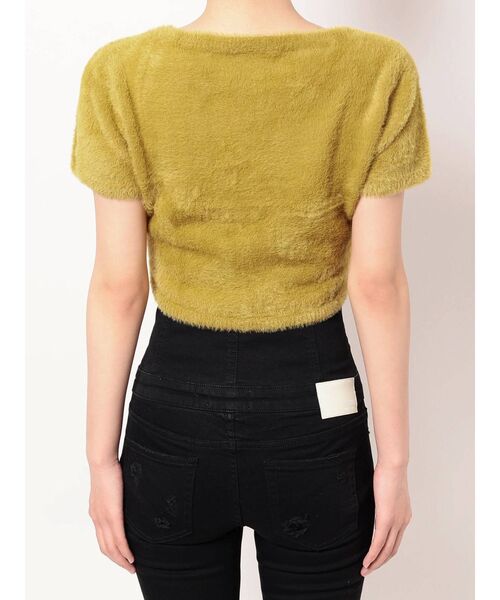 GYDA（ジェイダ）の「ハーフスリーブ シャギーニットトップス（ニット/セーター・レディース・ベージュ/オフホワイト/マスタード・FREE）」の6枚目の写真