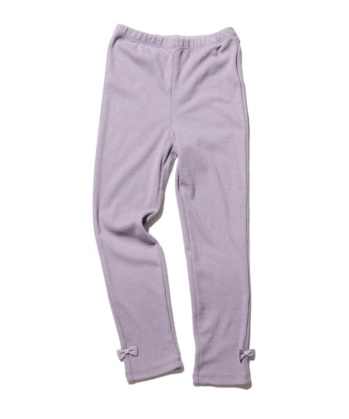 SHOO・LA・RUE（シューラルー）の「【90-140cm】テレコ裾リボン10分丈レギンス（その他パンツ・キッズ・ライトパープル/ブラック・13/12/11/14/10/09）」の2枚目の写真