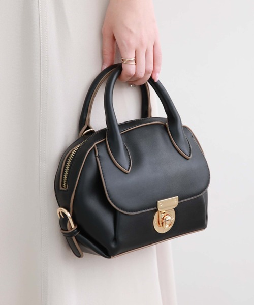 archives（アルシーヴ）の「金具ラウンドボストンバッグ（ボストンバッグ・レディース・ブラック/ブラウン/アイボリー・FREE）」の12枚目の写真