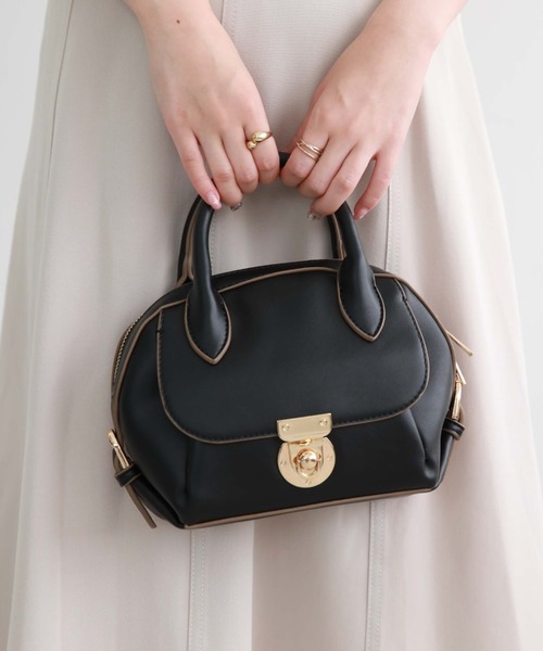 archives（アルシーヴ）の「金具ラウンドボストンバッグ（ボストンバッグ・レディース・ブラック/ブラウン/アイボリー・FREE）」の14枚目の写真