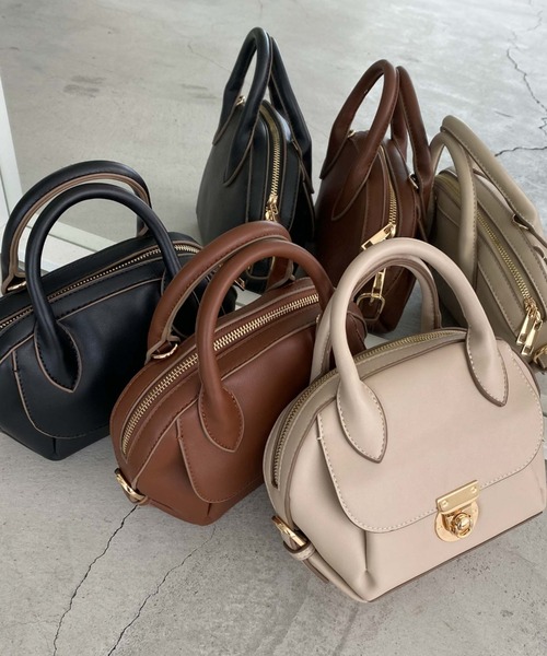 archives（アルシーヴ）の「金具ラウンドボストンバッグ（ボストンバッグ・レディース・ブラック/ブラウン/アイボリー・FREE）」の9枚目の写真