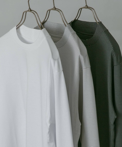 URBAN RESEARCH DOORS（アーバンリサーチドアーズ）の「LIFE STYLE TAILOR　シルケットポンチストレッチ長袖Tシャツ（Tシャツ/カットソー・メンズ・ホワイト/ホワイト系その他/グレー系その他・MEDIUM/LARGE）」の5枚目の写真