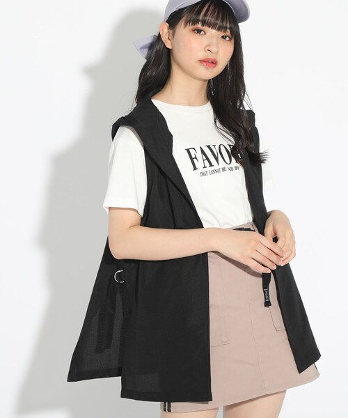 セール セットアイテム ニコラ掲載商品 フード付きジレ Tシャツセット その他トップス Pink Latte ピンクラテ のファッション通販 Zozotown