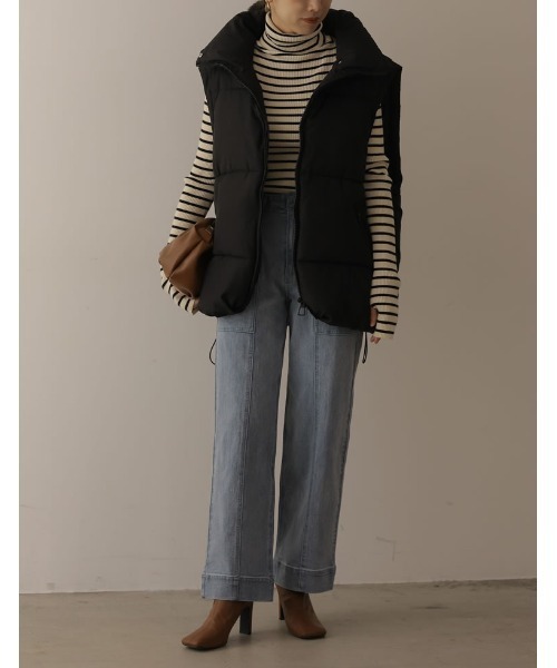 Re:EDIT（リエディ）の「[2022A/W COLLECTION]ビッグシルエットファイバーダウンベスト（ダウンベスト・レディース・ブラック/ベージュ/ブルー/アイボリー/ライトカーキ・MEDIUM/LARGE）」の21枚目の写真