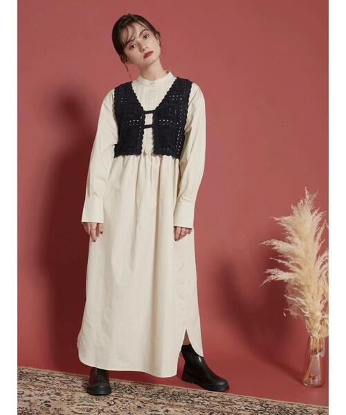 KBF（ケイビーエフ）の「KBF かぎ針風レースベスト（ベスト・レディース・ネイビー/アイボリー・FREE）」の13枚目の写真