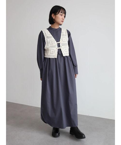 KBF（ケイビーエフ）の「KBF かぎ針風レースベスト（ベスト・レディース・ネイビー/アイボリー・FREE）」の15枚目の写真