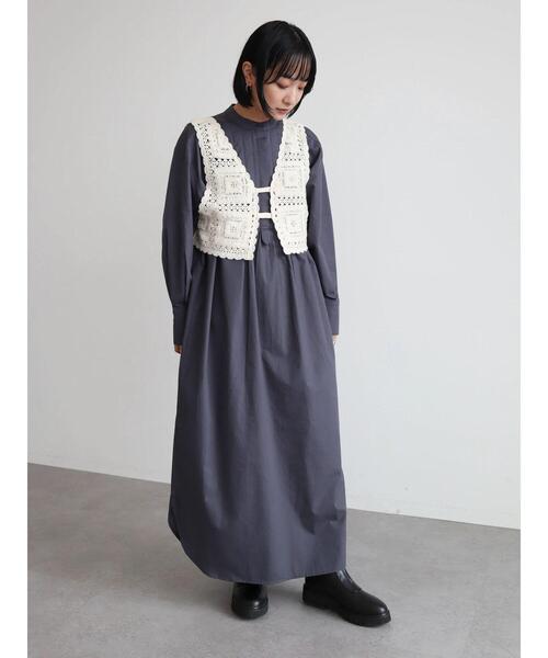 KBF（ケイビーエフ）の「KBF かぎ針風レースベスト（ベスト・レディース・ネイビー/アイボリー・FREE）」の16枚目の写真