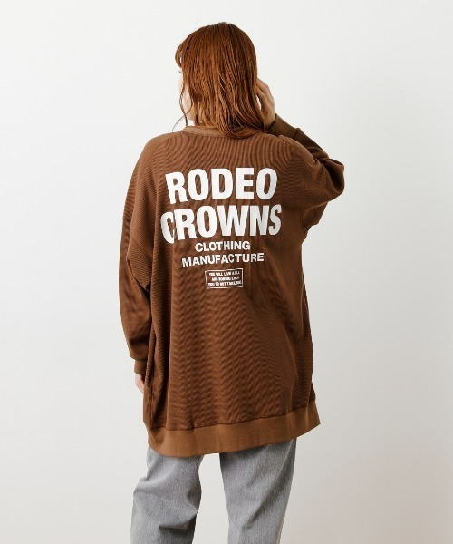 RODEO CROWNS WIDE BOWL(ロデオクラウンズワイドボウル)の「バックロゴワッフルトッパーカーディガン(カーディガン/ボレロ・レディース・ブラウン/杢グレー/ブラック・FREE)」の4枚目の写真