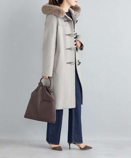 SHIPS（シップス）の「ウールカシミヤメルトンダッフルコート◇（ダッフルコート・レディース・オフホワイト/ダークグレー/グリーン・36/38/40）」の20枚目の写真