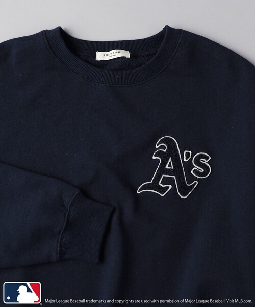 FREAK'S STORE（フリークスストア）の「MLB × FREAK'S STORE/エムエルビー/メジャーリーグベースボール MLB アスレチックス裏毛クルーネックスウェット（スウェット・レディース・ブラック/ネイビー/グレー/ナチュラル・ﾌﾘ-）」の10枚目の写真