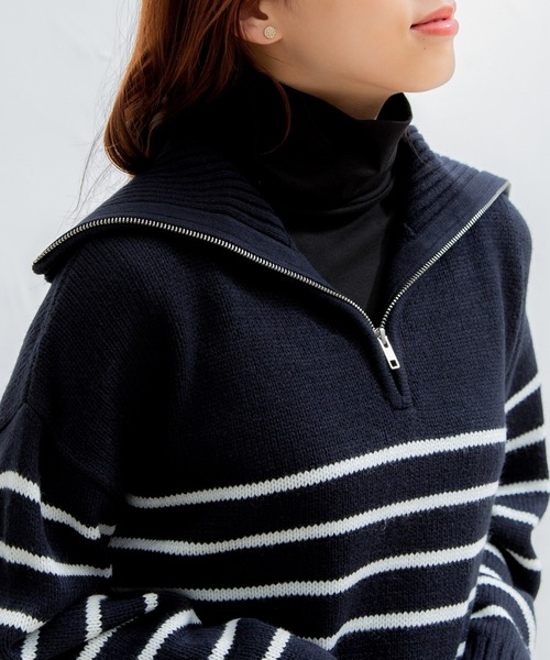 マスターバニー 美品 ハーフジップニット ネイビー サイズ7