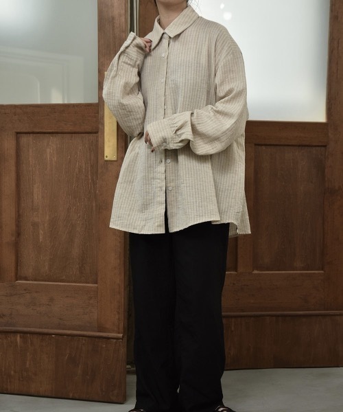 lawgy(ラウジー)の「double stripe shirt(シャツ/ブラウス・レディース・ベージュ/ブラック系その他・FREE)」の9枚目の写真