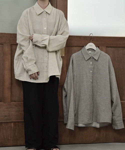 lawgy(ラウジー)の「double stripe shirt(シャツ/ブラウス・レディース・ベージュ/ブラック系その他・FREE)」の6枚目の写真