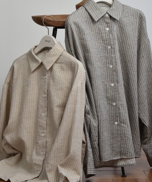 lawgy(ラウジー)の「double stripe shirt(シャツ/ブラウス・レディース・ベージュ/ブラック系その他・FREE)」の3枚目の写真