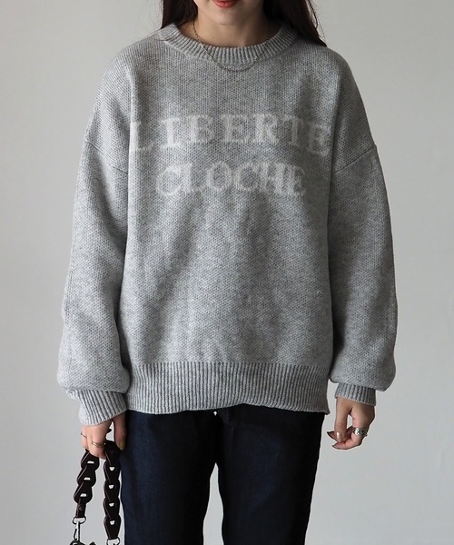Riberry（リベリー）の「LIBERTEロゴジャガードニット（ニット/セーター・レディース・杢グレー/グリーン/ベージュ/ネイビー・FREE）」の8枚目の写真