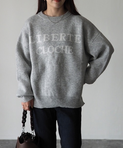 Riberry（リベリー）の「LIBERTEロゴジャガードニット（ニット/セーター・レディース・杢グレー/グリーン/ベージュ/ネイビー・FREE）」の9枚目の写真