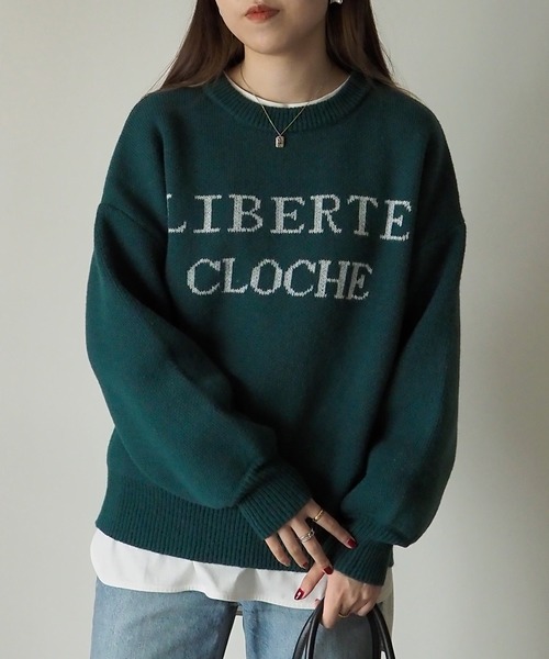 Riberry（リベリー）の「LIBERTEロゴジャガードニット（ニット/セーター・レディース・杢グレー/グリーン/ベージュ/ネイビー・FREE）」の17枚目の写真