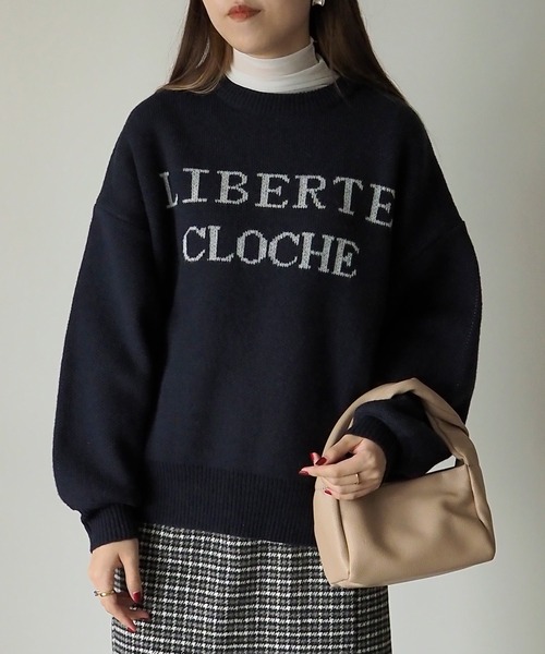 Riberry（リベリー）の「LIBERTEロゴジャガードニット（ニット/セーター・レディース・杢グレー/グリーン/ベージュ/ネイビー・FREE）」の12枚目の写真