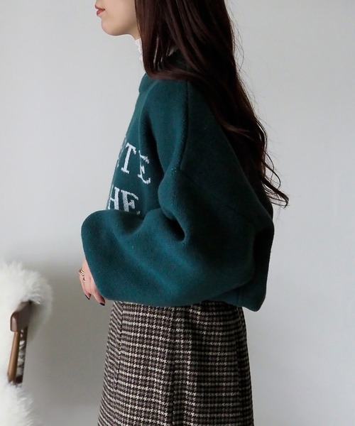 Riberry（リベリー）の「LIBERTEロゴジャガードニット（ニット/セーター・レディース・杢グレー/グリーン/ベージュ/ネイビー・FREE）」の20枚目の写真