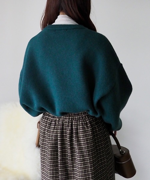 Riberry（リベリー）の「LIBERTEロゴジャガードニット（ニット/セーター・レディース・杢グレー/グリーン/ベージュ/ネイビー・FREE）」の21枚目の写真