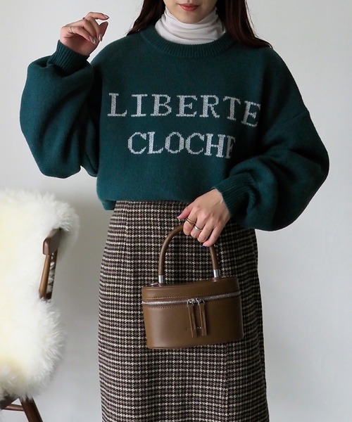 Riberry（リベリー）の「LIBERTEロゴジャガードニット（ニット/セーター・レディース・杢グレー/グリーン/ベージュ/ネイビー・FREE）」の19枚目の写真