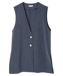 Vネックミドル丈ジレ