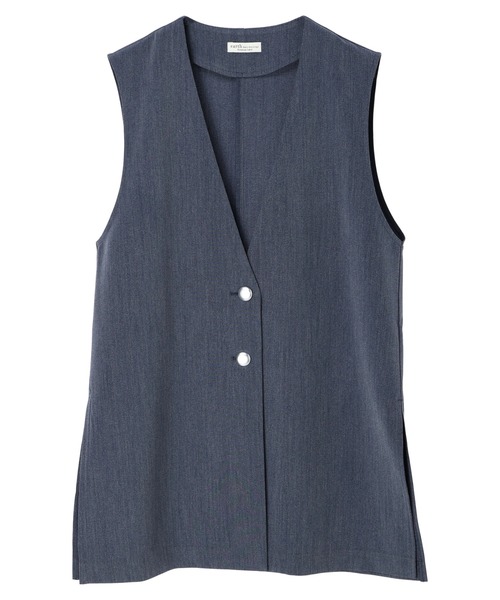 earth music&ecology(アースミュージックアンドエコロジー)の「Vネックミドル丈ジレ(ベスト・レディース・ネイビー/ブラウン・FREE)」の4枚目の写真