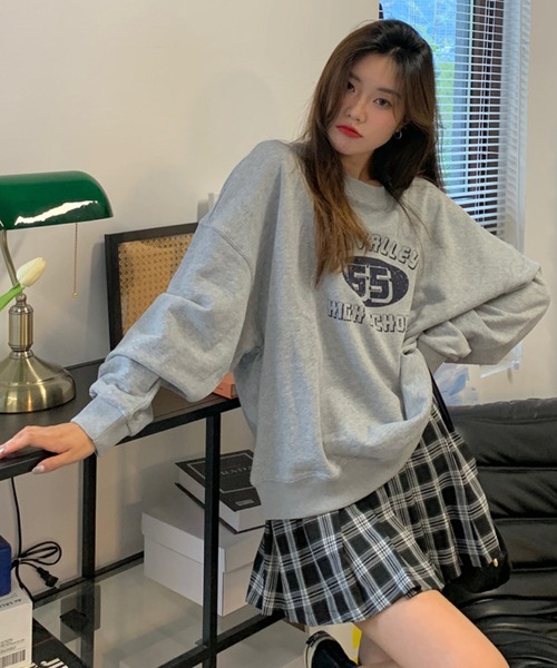 meJane(ミージェーン)の「‘55ナンバリングロゴアメカジテイストルーズロンT(Tシャツ/カットソー・レディース・グレー/ネイビー/霜降りグレー/グリーン・FREE)」の8枚目の写真