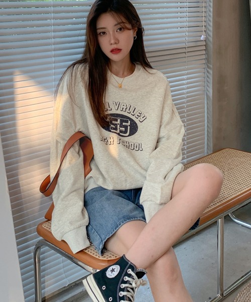 meJane(ミージェーン)の「‘55ナンバリングロゴアメカジテイストルーズロンT(Tシャツ/カットソー・レディース・グレー/ネイビー/霜降りグレー/グリーン・FREE)」の16枚目の写真